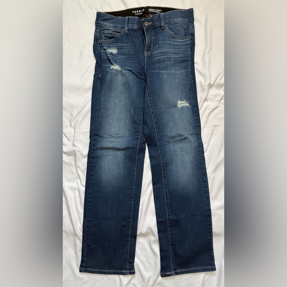 Torrid Dark Blue Bombshell Straight Jeans size 10